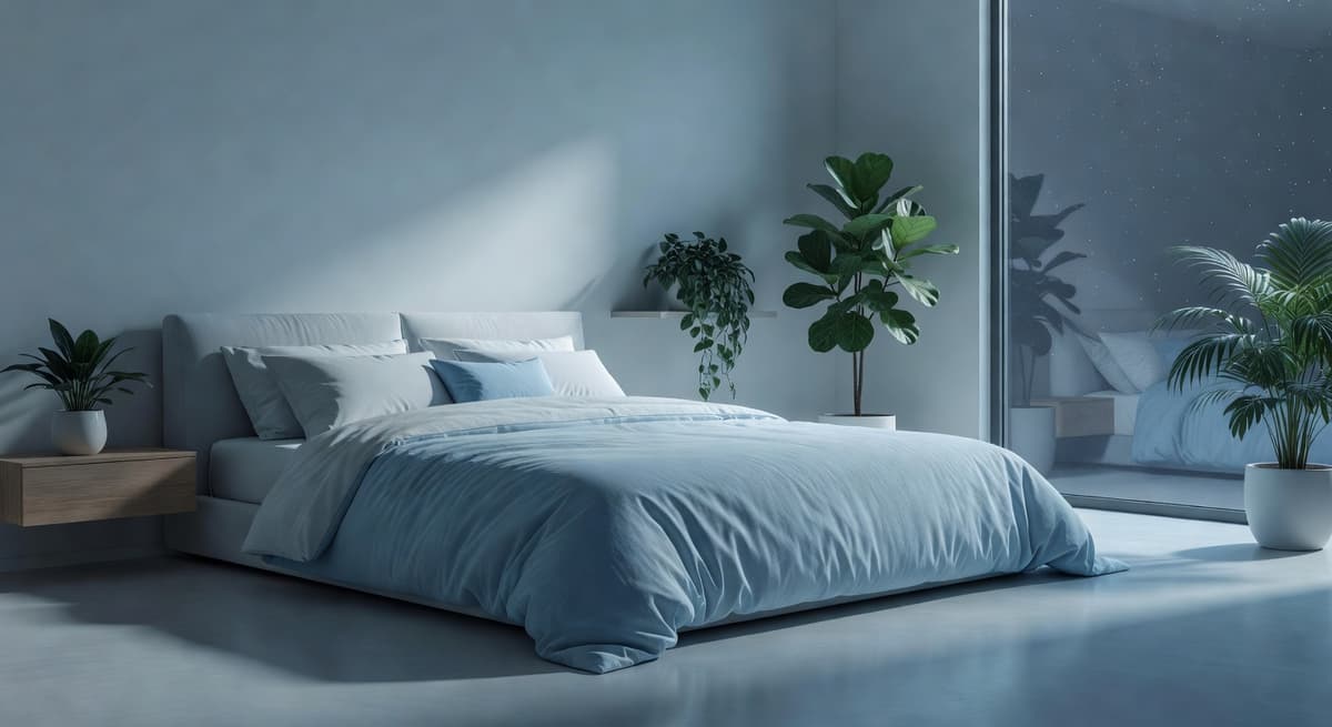 Calming modern bedroom setup for deeper sleep and insomnia relief